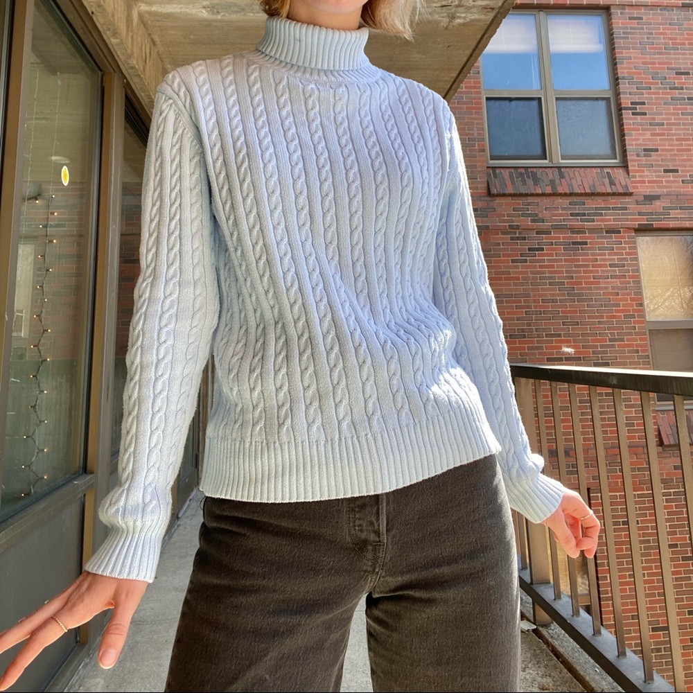 Vintage Cableknit Turtleneck Sweater Size Large